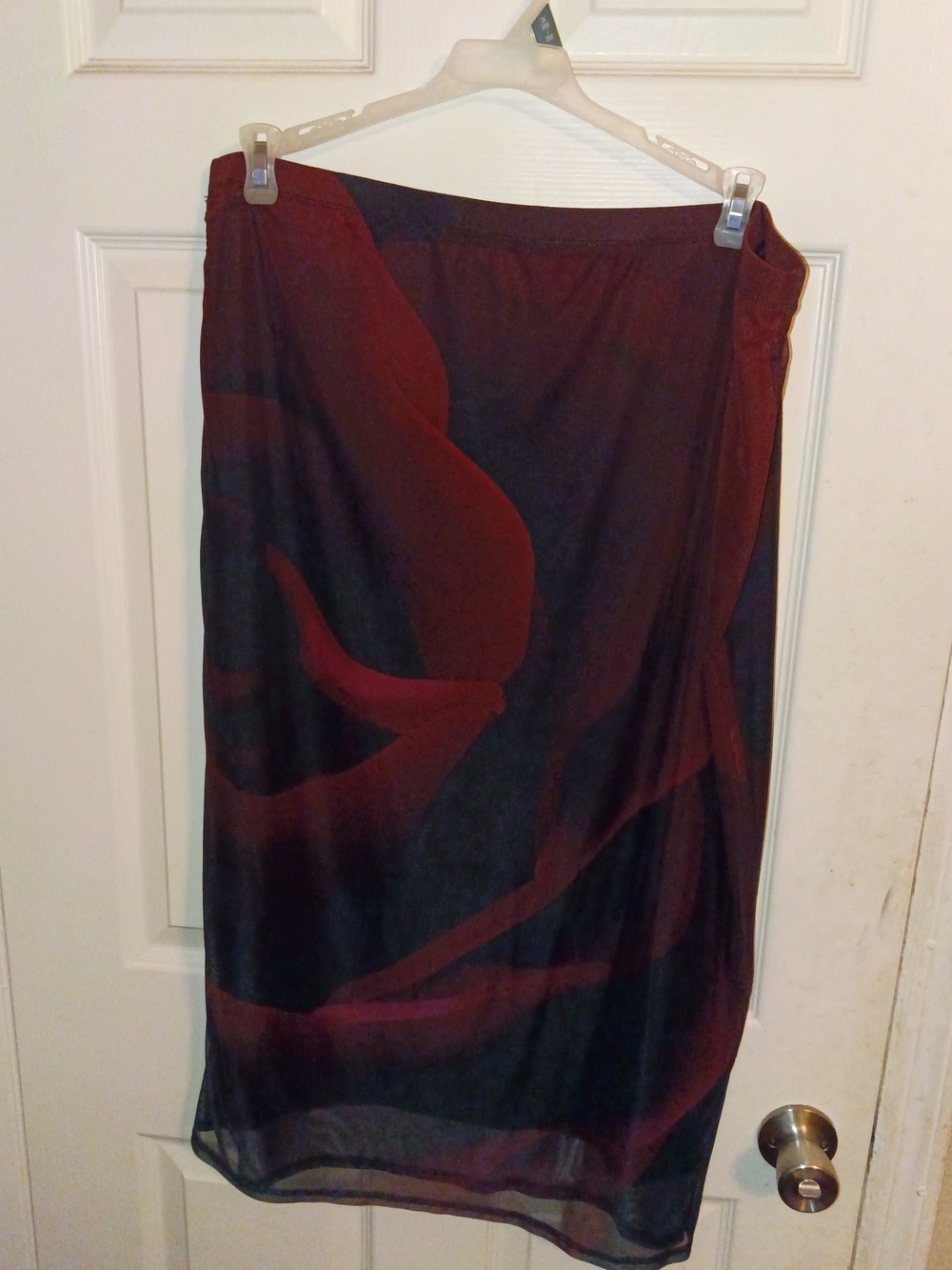 No Boundaries Black and Burgundy Floral Midi Skirt